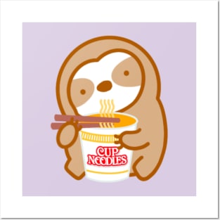 Cute Instant Ramen Noodle Soup Sloth Posters and Art